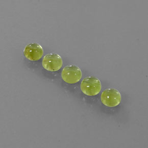 1.77 ct Green Peridot Gemstone, Peridot Gem in Round Cabochon Shape for Sale.