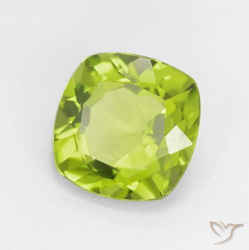 2.72 ct Green Peridot Stone, Natural Peridot in Cushion-Cut Shape for Sale