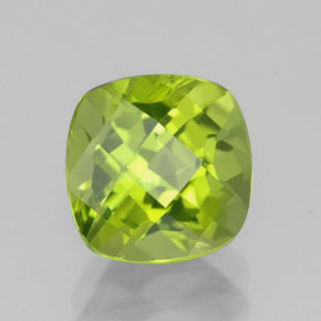 2.42 ct Green Peridot Stone, Natural Peridot in Cushion Checkerboard Shape for Sale