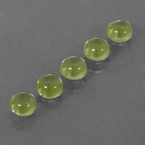 1.87 ct Green Peridot Stone, Natural Peridot in Round Cabochon Shape for Sale