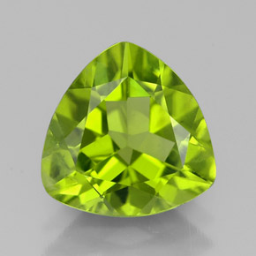 3.07 ct Green Peridot Gemstone, Peridot Gem in Trillion Facet Shape for Sale.