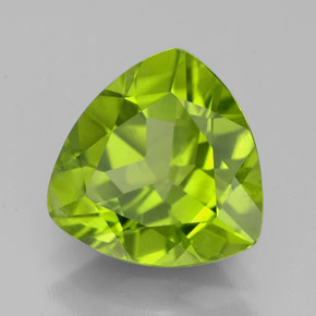 3.07 ct Green Peridot Stone, Natural Peridot in Trillion Facet Shape for Sale