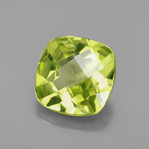 1.90 ct Green Peridot Stone, Natural Peridot in Cushion Checkerboard Shape for Sale