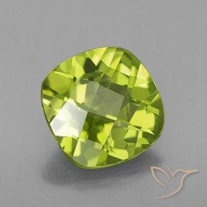 2.55 ct Green Peridot Stone, Natural Peridot in Cushion Checkerboard Shape for Sale