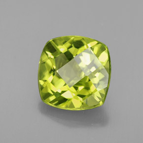 2.21 ct Green Peridot Stone, Natural Peridot in Cushion Checkerboard Shape for Sale