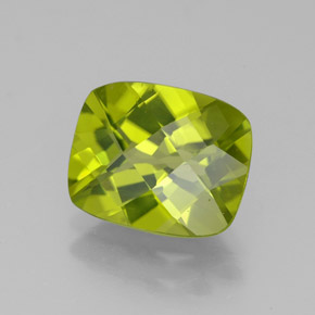 3.17 ct Green Peridot Stone, Natural Peridot in Cushion Checkerboard Shape for Sale