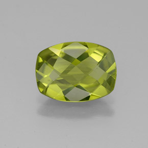 1.87 ct Green Peridot Gemstone, Peridot Gem in Cushion Checkerboard Shape for Sale.