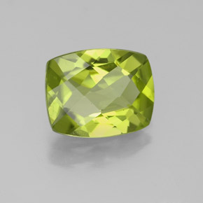 2.50 ct Green Peridot Stone, Natural Peridot in Cushion Checkerboard Shape for Sale