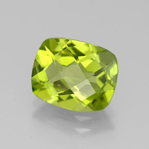 3.03 ct Green Peridot Stone, Natural Peridot in Cushion Checkerboard Shape for Sale