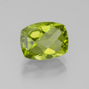 2.44 ct Green Peridot Stone, Natural Peridot in Cushion Checkerboard Shape for Sale