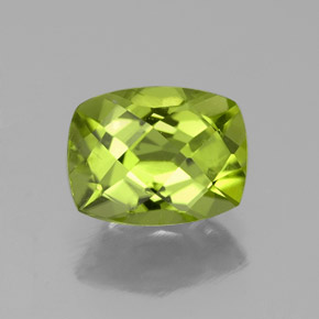 2.06 ct Green Peridot Gemstone, Peridot Gem in Cushion Checkerboard Shape for Sale.