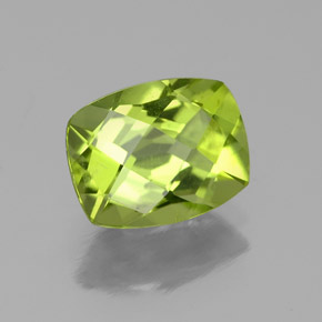 2.06 ct Green Peridot Stone, Natural Peridot in Cushion Checkerboard Shape for Sale