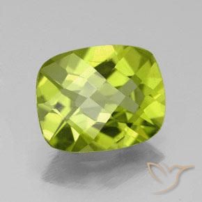 2.73 ct Green Peridot Stone, Natural Peridot in Cushion Checkerboard Shape for Sale