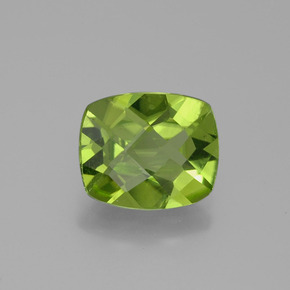 2.48 ct Green Peridot Stone, Natural Peridot in Cushion Checkerboard Shape for Sale
