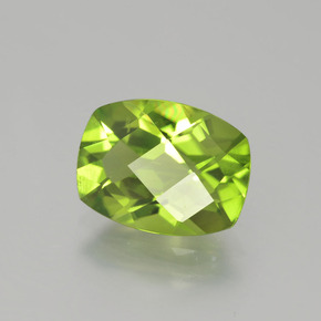2.38 ct Green Peridot Stone, Natural Peridot in Cushion Checkerboard Shape for Sale