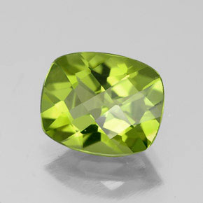 2.82 ct Green Peridot Stone, Natural Peridot in Cushion Checkerboard Shape for Sale