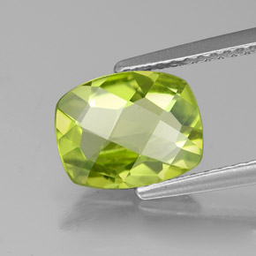 1.95 ct Green Peridot Stone, Natural Peridot in Cushion Checkerboard Shape for Sale