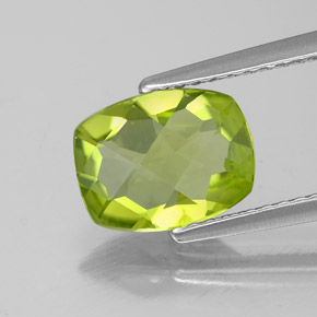 1.88 ct Green Peridot Gemstone, Peridot Gem in Cushion Checkerboard Shape for Sale.
