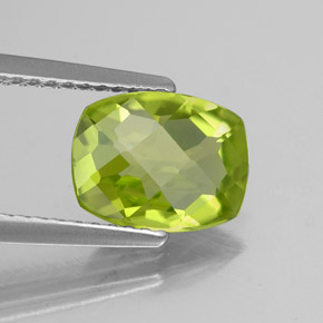 1.88 ct Green Peridot Stone, Natural Peridot in Cushion Checkerboard Shape for Sale