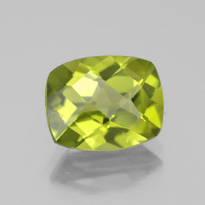 3.00 ct Green Peridot Stone, Natural Peridot in Cushion Checkerboard Shape for Sale