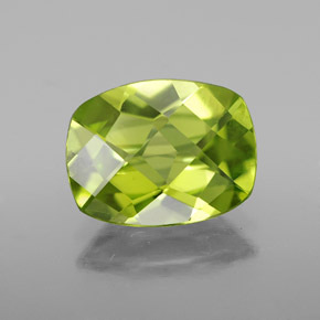 2.09 ct Green Peridot Gemstone, Peridot Gem in Cushion Checkerboard Shape for Sale.