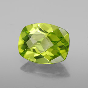 2.09 ct Green Peridot Stone, Natural Peridot in Cushion Checkerboard Shape for Sale