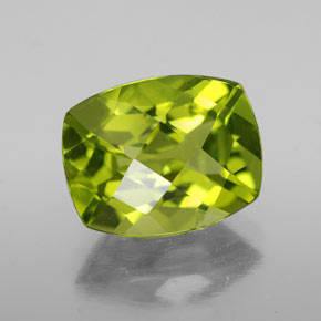 2.94 ct Green Peridot Stone, Natural Peridot in Cushion Checkerboard Shape for Sale