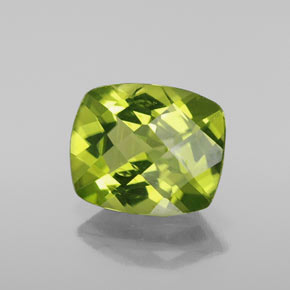 2.65 ct Green Peridot Stone, Natural Peridot in Cushion Checkerboard Shape for Sale