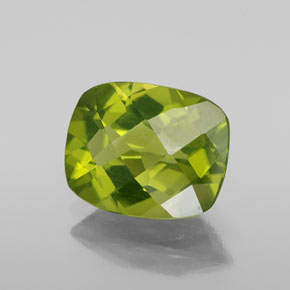 2.88 ct Green Peridot Stone, Natural Peridot in Cushion Checkerboard Shape for Sale