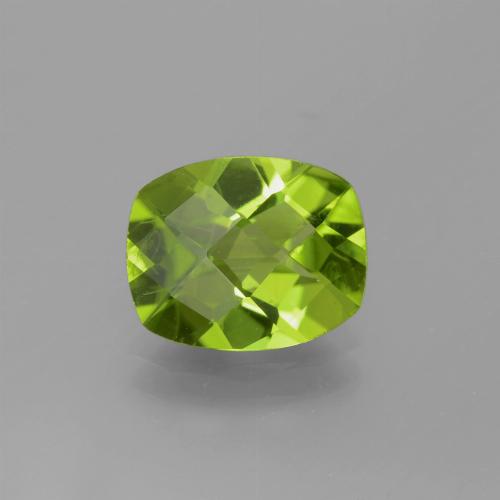 Lebendiges grün Peridot Edelstein - 2.5ct Kissen Schachbrett (ID: 334357)