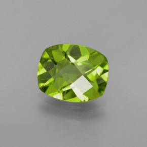 2.49 ct Green Peridot Stone, Natural Peridot in Cushion Checkerboard Shape for Sale
