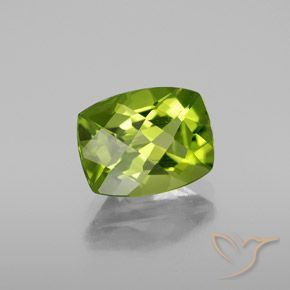 2.84 ct Green Peridot Stone, Natural Peridot in Cushion Checkerboard Shape for Sale