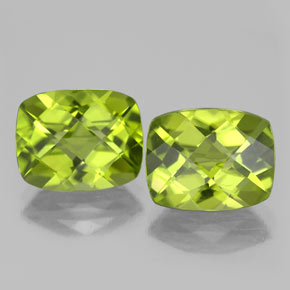 6.68 ct Green Peridot Gemstone, Peridot Gem in Cushion Checkerboard Shape for Sale.