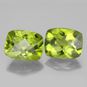 6.68 ct Green Peridot Stone, Natural Peridot in Cushion Checkerboard Shape for Sale