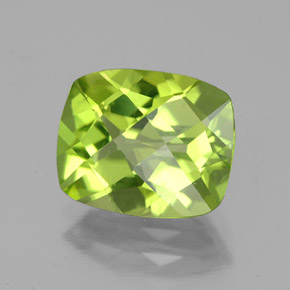 2.99 ct Green Peridot Stone, Natural Peridot in Cushion Checkerboard Shape for Sale