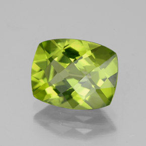 2.63 ct Green Peridot Stone, Natural Peridot in Cushion Checkerboard Shape for Sale