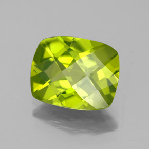 2.72 ct Green Peridot Stone, Natural Peridot in Cushion Checkerboard Shape for Sale