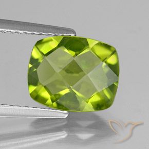 Ярко-зеленый Хризолит Камень - 2.6ct Подучешка Шахматная (ID: 335758)