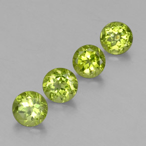 4.07 ct Green Peridot Stone, Natural Peridot in Round Facet Shape for Sale