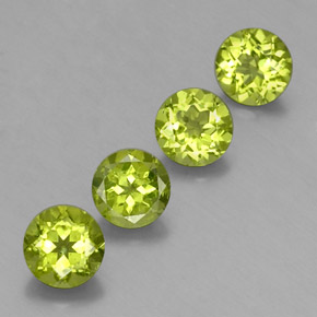 3.81 ct Green Peridot Stone, Natural Peridot in Round Facet Shape for Sale