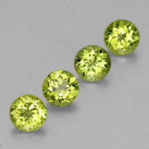 3.67 ct Green Peridot Stone, Natural Peridot in Round Facet Shape for Sale