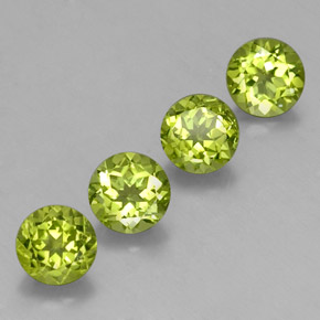 3.88 ct Green Peridot Stone, Natural Peridot in Round Facet Shape for Sale