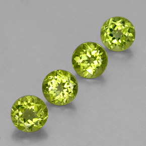 3.86 ct Green Peridot Stone, Natural Peridot in Round Facet Shape for Sale