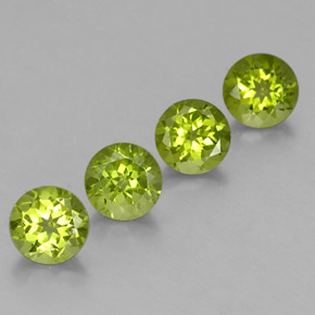 3.91 ct Green Peridot Stone, Natural Peridot in Round Facet Shape for Sale