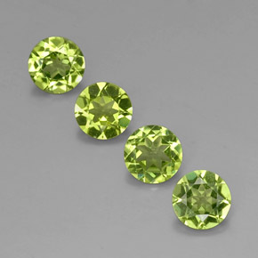 3.29 ct Green Peridot Gemstone, Peridot Gem in Round Facet Shape for Sale.