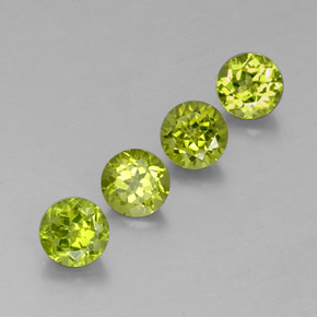 3.85 ct Green Peridot Stone, Natural Peridot in Round Facet Shape for Sale