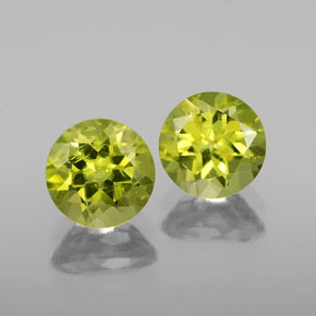 1.95 ct Green Peridot Gemstone, Peridot Gem in Round Facet Shape for Sale.