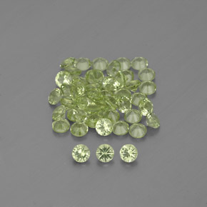 1.49 ct Green Peridot Gemstone, Peridot Gem in Round Facet Shape for Sale.