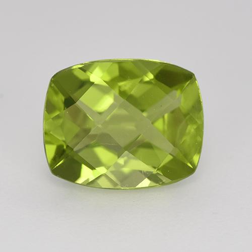 Medium Green Peridot Edelstein - 3.1ct Kissen Schachbrett (ID: 350294)