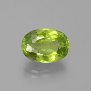 5.47 ct Green Peridot Stone, Natural Peridot in Oval Facet Shape for Sale